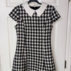 HOUNDS TOOTH COLLARED DRESS
